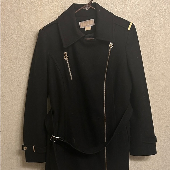 MICHAEL Michael Kors Jackets & Blazers - MICHAEL Michael Kors Women Black Long Zip Pea Coat with Gold Accents Size 4